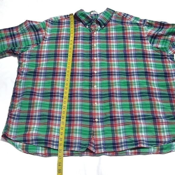 RALPH Lauren Green Plaid Casual Button Down Shirt - Picture 4 of 7